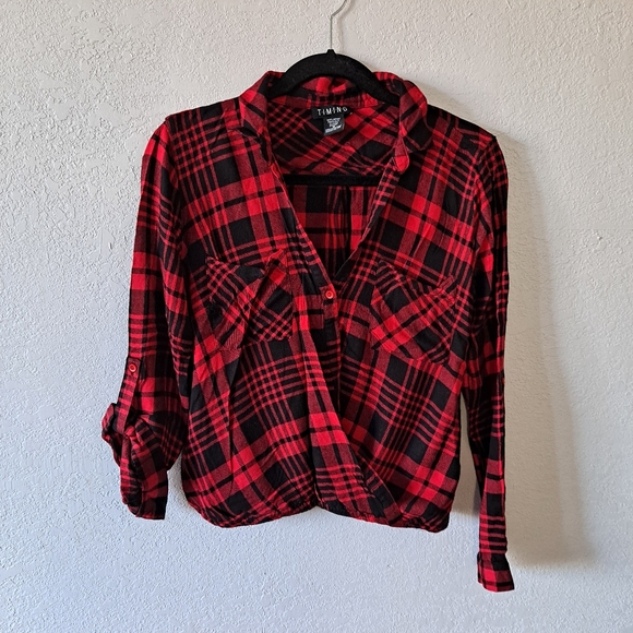 Timing Tops - Timing Red Plaid Flannel